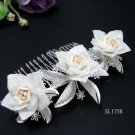 Bridal silver handmade alloy floral porcelain hair comb wedding tiara hair accessories regal SL1758