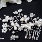 Bridal silver handmade floral pearl hair comb,wedding tiara headpiece hair accessories regal 4014