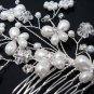 Bridal silver handmade floral pearl hair comb,wedding tiara headpiece hair accessories regal 4014