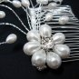 Bridal silver handmade floral pearl hair comb brides hair accessories wedding tiara regal 4029