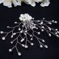 Bridal tiara silver handmade bridesmaid hair accessories bride floral pearl comb 4039
