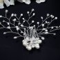 Bridal tiara silver handmade bridesmaid hair accessories bride floral pearl comb 4039