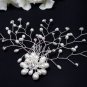 Bridal tiara silver handmade bridesmaid hair accessories bride floral pearl comb 4039
