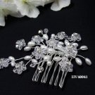 Bridal silver handmade bridesmaid rhinestone hair accessories floral crystal pearl comb 4041