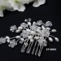 Bridal silver handmade bridesmaid rhinestone hair accessories floral crystal pearl comb 4041