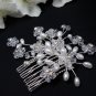Bridal silver handmade bridesmaid rhinestone hair accessories floral crystal pearl comb 4041