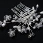 Bridal silver handmade bridesmaid rhinestone hair accessories floral crystal pearl comb 4041