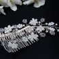 Bridal silver handmade headpiece,new bridesmaid hair accessories floral crystal pearl comb 4060