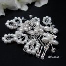 Bridal silver handmade headpiece,bridesmaid hair accessories floral butterfly pearl comb 4063