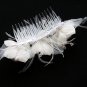 Bridal handmade ostrich feather satin floral tiara,bridesmaid hair accessories pearl comb 51i