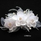 Bridal handmade ostrich feather organza floral tiara,bridesmaid hair accessories pearl comb 51w