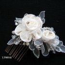 Bridal handmade silver crystal satin organza floral tiara,bridesmaid hair accessories pearl comb 54i