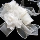 Bridal handmade silver satin organza floral tiara,bridesmaid hair accessories pearl comb 87