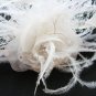 Bridal handmade silver satin floral feather net tiara,bridesmaid hair accessories pearl comb 133i