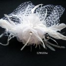 Bridal handmade silver feather floral net satin tiara,bridesmaid hair accessories pearl comb 133w
