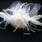 Bridal handmade silver feather floral net satin tiara,bridesmaid hair accessories pearl comb 133w