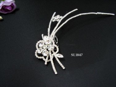 Floral Bridal handmade silver crystal tiara comb,bridesmaid hair accessories comb regal 1847