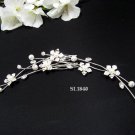 Silver Tiara Bridal Comb, Pearl Crystal Floral Hair Comb Tiara style, Wedding hair Comb 1840