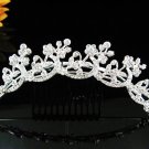Silver bridal crystal comb,bridesmaid handmade hair accessories,wedding tiara regal h254