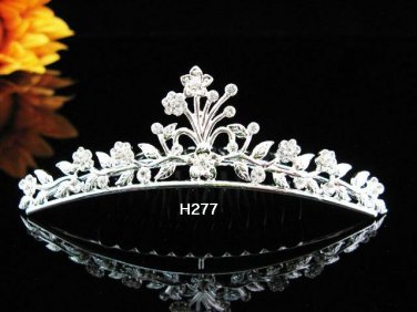 Tiara Bridal Comb, Pearl Crystal Floral Hair Comb Tiara style, silver alloy wedding hair Comb h277
