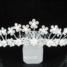 silver bride bridal crystal pearl comb,bridesmaid hair accessories,wedding tiara regal 1101