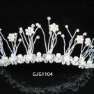 BRIDAL COMB GENUINE SILVER AUSTRIAN CRYSTAL "PRINCESS" TIARA HAIR COMB 1104