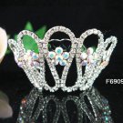 Silver bridal tiara crystal small crown bride wedding woman hair accessories 6909