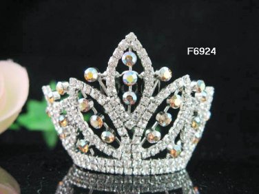 Silver bridal crystal small crown wedding bridal hair accessories,alloy tiara regal 6924