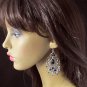 BLACK FANCY DANGLER ALLOY EAR-DROP ACRYLIC HOOK BRIDE BRIDAL EARRINGS SET E3