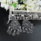 FANCY BLACK DANGLER ALLOY WEDDING EAR-DROP ACRYLIC HOOK BRIDEAL BRIDE EARRINGS SET E6