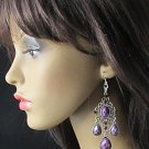 FANCY PURPLE DANGLER ALLOY BRIDAL EAR-DROP ACRYLIC HANDMADE HOOK BRIDE EARRINGS SET E7