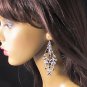FANCY FLORAL BLACK DANGLER ALLOY BRIDE EAR-DROP ACRYLIC HANDMADE HOOK EARRINGS SET E10BK
