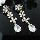 SILVER FANCY FLORAL DANGLER ALLOY METAL EAR-DROP HANDMADE ZIRCON STUD EARRINGS SET E51g