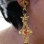 18K GOLDEN DANGLER LONG ALLOY WEDDING EAR-DROP ZIRCON STUD BRIDAL EARRINGS JEWELRY SET E6391g