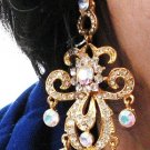 18K GOLDEN DANGLER ALLOY WEDDING EAR-DROP AB CRYSTAL STUD BRIDE BRIDAL EARRINGS JEWELRY SET G128g
