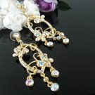 18K GOLDEN DANGLER ALLOY WEDDING EAR-DROP AB CRYSTAL STUD BRIDAL BRIDE EARRINGS SET G170g