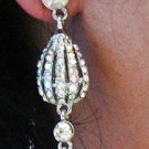 SILVER DANGLER ALLOY WEDDING EAR-DROP AB CRYSTAL STUD BRIDE BRIDAL EARRINGS SET G176S
