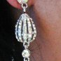 SILVER DANGLER ALLOY WEDDING EAR-DROP AB CRYSTAL STUD BRIDE BRIDAL EARRINGS SET G176S