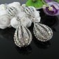 SILVER DANGLER ALLOY WEDDING EAR-DROP AB CRYSTAL STUD BRIDE BRIDAL EARRINGS SET G176S
