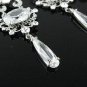 SILVER ZIRCON DANGLER ALLOY WEDDING EAR-DROP CRYSTAL STUD BRIDAL EARRINGS JEWELRY SET G6898SS