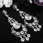SILVER ZIRCON DANGLER ALLOY BRIDESMAID EAR-DROP CRYSTAL STUD BRIDE BRIDAL EARRINGS SET E7550S