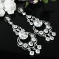 SILVER ZIRCON DANGLER ALLOY BRIDESMAID EAR-DROP CRYSTAL STUD BRIDE BRIDAL EARRINGS SET E7550S