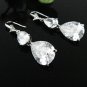 SILVER ZIRON DANGLER ALLOY WEDDING EAR-DROP CRYSTAL STUD BRIDE BRIDAL EARRINGS SET ET44S