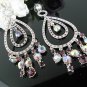 RHODIUM DANGLER ALLOY BRIDE BRIDAL EAR-DROP HANDMADE CRYSTAL STUD WEDDING EARRINGS SET G135PU
