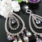 RHODIUM DANGLER ALLOY WEDDING EAR-DROP CRYSTAL STUD BRIDE BRIDAL EARRINGS SET G135PU