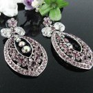 RHODIUM DANGLER ALLOY WEDDING EAR-DROP CRYSTAL STUD BRIDAL EARRINGS SET G131PU