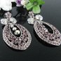 RHODIUM DANGLER ALLOY WEDDING EAR-DROP CRYSTAL STUD BRIDAL EARRINGS SET G131PU