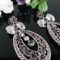 RHODIUM DANGLER ALLOY WEDDING EAR-DROP CRYSTAL STUD BRIDAL EARRINGS SET G131PU