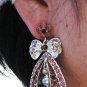 RHODIUM DANGLER ALLOY WEDDING EAR-DROP CRYSTAL STUD BRIDAL EARRINGS SET G131PU