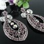 RHODIUM DANGLER ALLOY WEDDING EAR-DROP CRYSTAL STUD BRIDAL EARRINGS SET G131PU